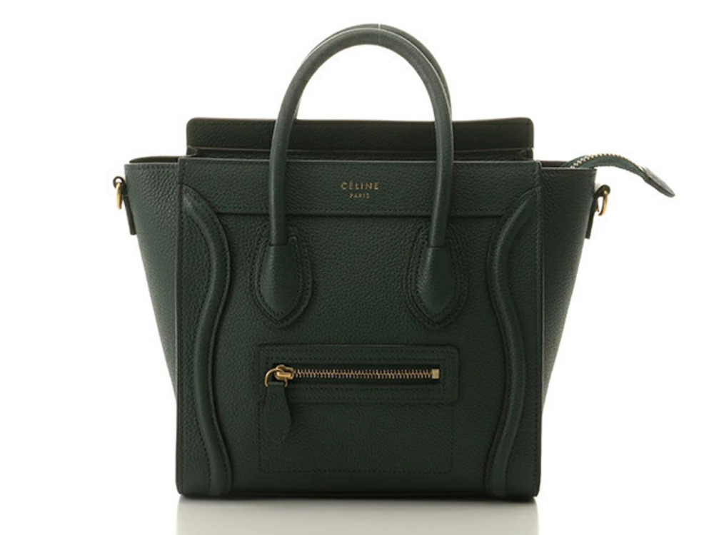 Celine Luggage Tote Shopper Green Calfskin Tote Bag